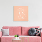 Minimalistische weiße Katze auf rosa Leinwand druc (Insitu (Wohnzimmer))