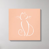 Minimalistische weiße Katze auf rosa Leinwand druc (Vorderseite)