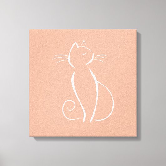 Minimalistische weiße Katze auf rosa Leinwand druc (Vorderseite)