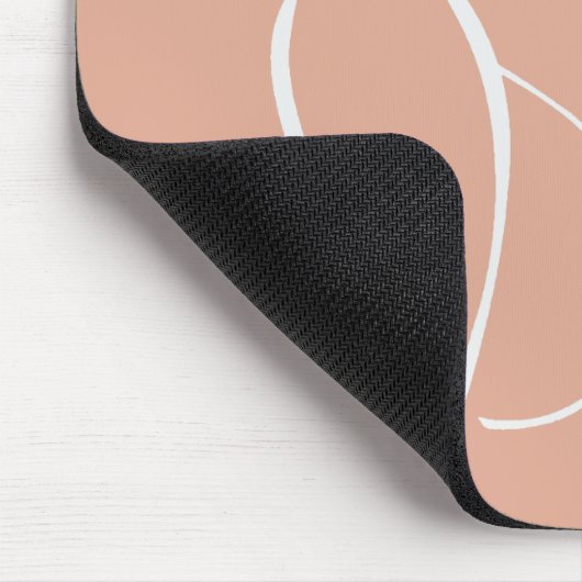 Minimalistische weiße Katze auf rosa Maus hinzufüg Mousepad (Ecke)