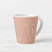 Minimalistische weiße Katze auf Rosa Name Latte Ta Milchtasse (Rechte Ecke)