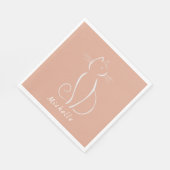 Minimalistische weiße Katze auf rosa Name Napkins  Serviette (Ecke)