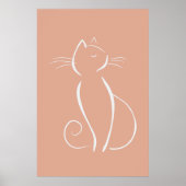 Minimalistische weiße Katze auf rosa Plakat (Vorne)