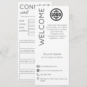 Minimalistische weiße Kirchen-Verbindungskarte Einladung