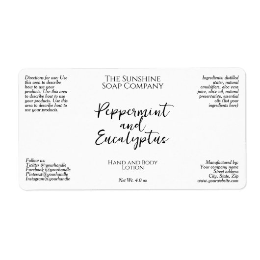 Minimalistische weiße Kosmetikflasche oder Etikett (Vorne)