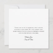 Minimalistische weiße Liebe Dank Foto & Note Weddi Dankeskarte (Rückseite)