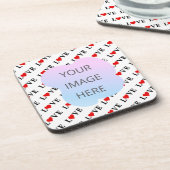 Minimalistische weiße LIEBE Getränkeuntersetzer (Linke Seite)