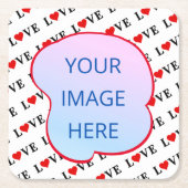 Minimalistische weiße LIEBE Rechteckiger Pappuntersetzer (Vorderseite)