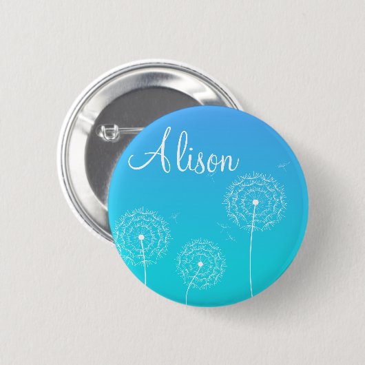 Minimalistische weiße Lüster Blume Name Button (Vorne & Hinten)