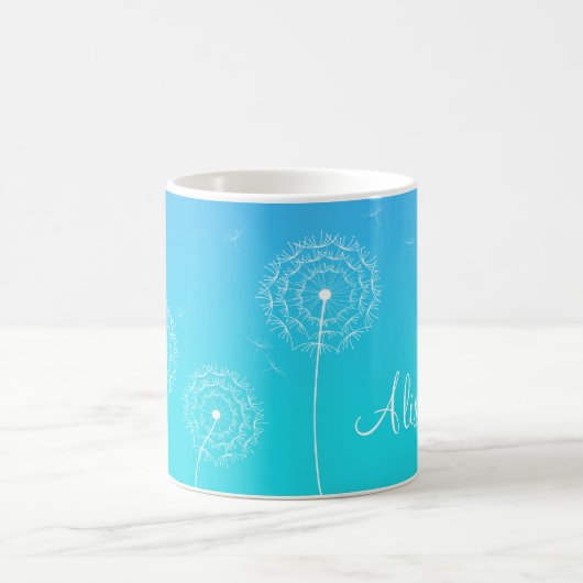 Minimalistische weiße Lüster Blume Name Kaffeetasse (Mittel)