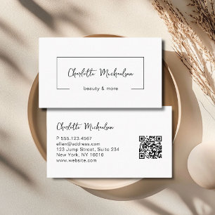 Minimalistische weiße QR-Code-Handschrift Visitenkarte