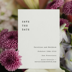 Minimalistische weiße Retro-Schreibmaschinen-Schri Save The Date