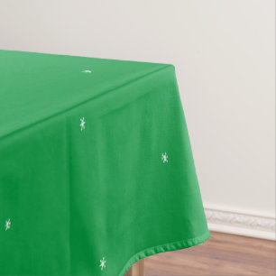 Minimalistische weiße Schneeflocken grünes Muster Tischdecke
