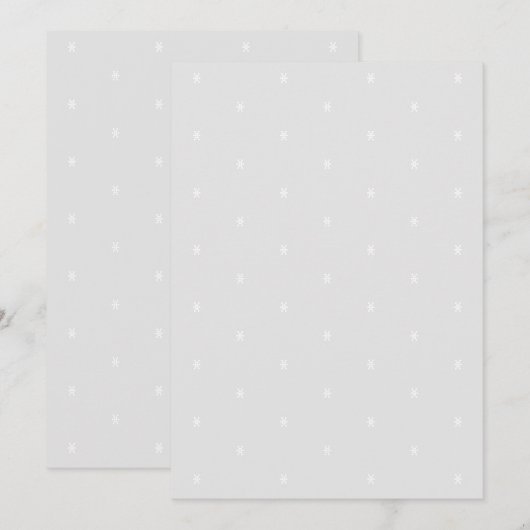 Minimalistische weiße Schneeflocken, hellgrauer Hi Einladung (Vorne/Hinten)