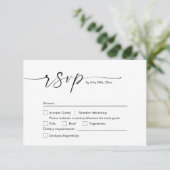 Minimalistische weiße & schwarze Hochzeits-RSVP-Ka Save The Date (Stehend Vorderseite)