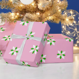 Minimalistische weiße und grüne Blume Geschenkpapier