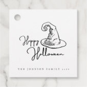 Minimalistische, weiße und schwarze Hexen, Hallowe Geschenkanhänger (Vorderseite)