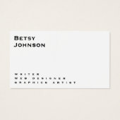 Minimalistische weiße und schwarze Visitenkarte (Vorderseite)