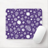 Minimalistische weiße und violette Blumen Mousepad (Mit Mouse)