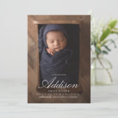 Minimalistische Weißkalligraphie 6 Fotos Geburt Ankündigung (Stehend Vorderseite)