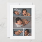 Minimalistische Weißkalligraphie 6 Fotos Geburt Ankündigung (Rückseite)