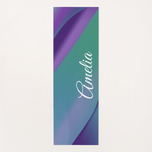 Minimalistische Welle lila türkis violett mit Name Yogamatte (Vorderseite)