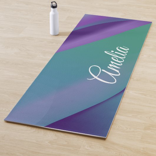 Minimalistische Welle lila türkis violett mit Name Yogamatte (Beispiel)