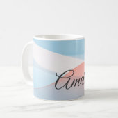 Minimalistische Welle Pastellblau Koralle mit Name Kaffeetasse (Vorderseite Links)