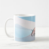 Minimalistische Welle Pastellblau Koralle mit Name Kaffeetasse (Links)