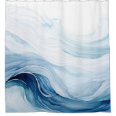 Minimalistische Wellen der Wasserfarbe Duschvorhang (Vorderseite)