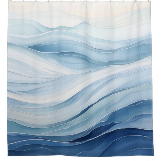 Minimalistische Wellen der Wasserfarbe Duschvorhang (Vorderseite)