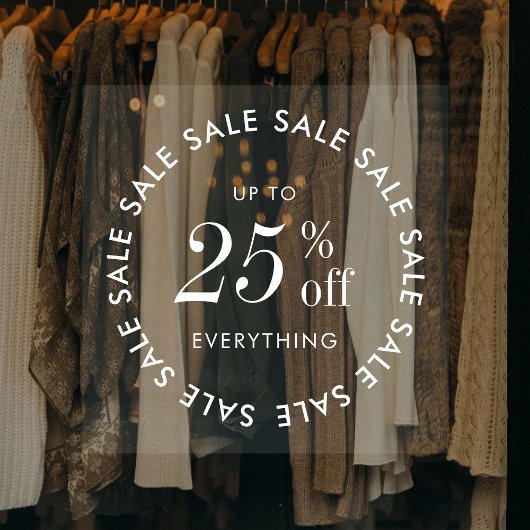 Minimalistische Werbeaktion von White Business Sal Fensteraufkleber