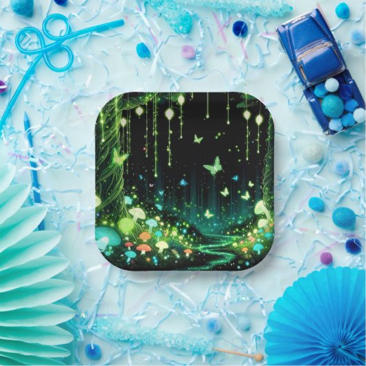 Minimalistische Whimsical Enchanted Forest Baby Du Pappteller (Party)