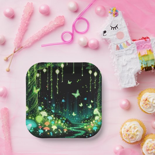 Minimalistische Whimsical Enchanted Forest Baby Du Pappteller (Party)