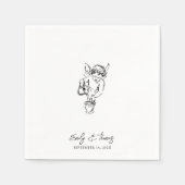 Minimalistische Whimsical-Tinte Handgezeichnete Ho Serviette (Vorderseite)
