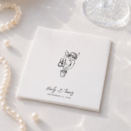 Minimalistische Whimsical-Tinte Handgezeichnete Ho Serviette