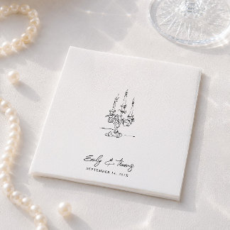 Minimalistische Whimsical-Tinte Handgezeichnete Ho Serviette
