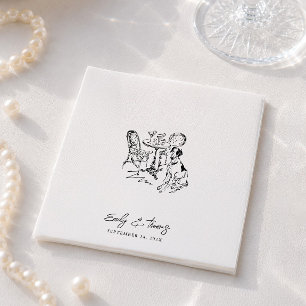 Minimalistische Whimsical-Tinte Handgezeichnete Ho Serviette