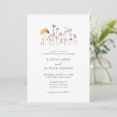 Minimalistische Whimsical Wildblume Boho Wedding Einladung (Stehend Vorderseite)