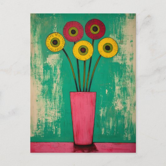 Minimalistische Whimsy-Blume Nr. 048 Postkarte (Vorderseite)