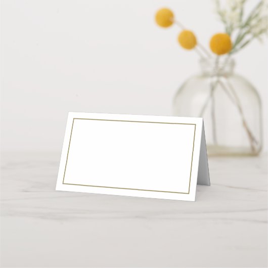 Minimalistische White and Gold Wedding Platzkarte (Vorderseite)