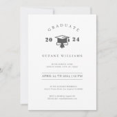 Minimalistische White and Gray Graduation Party Einladung (Vorderseite)