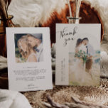 Minimalistische White Arch Wedding Dankeskarte<br><div class="desc">Moderne und einfache Hochzeitskarte mit einem weißen Bogen-Rahmen und einem Text,  der "danke" in einem wunderschönen Script-Schriftart ausdrückt. Die Standardnachricht auf der Rückseite kann bearbeitet werden. Ein zweites quadratisches Bild kann auf der Rückseite der Karte hinzugefügt werden.</div>