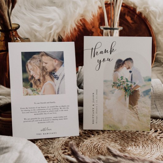 Minimalistische White Arch Wedding Dankeskarte