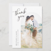 Minimalistische White Arch Wedding Dankeskarte (Vorderseite)