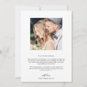 Minimalistische White Arch Wedding Dankeskarte (Rückseite)