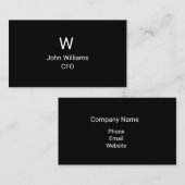Minimalistische White Black Monogram Business Card Visitenkarte (Vorne/Hinten)