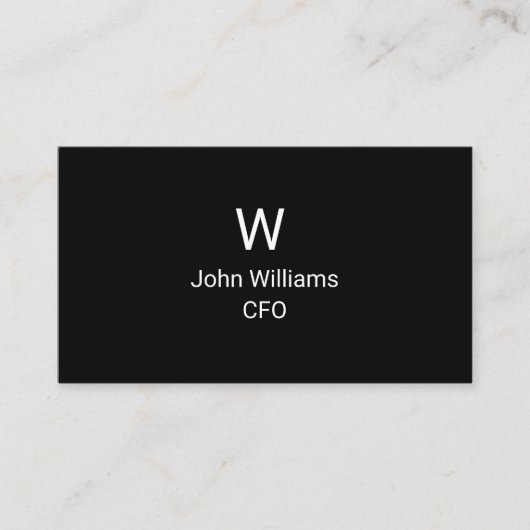 Minimalistische White Black Monogram Business Card Visitenkarte (Vorderseite)