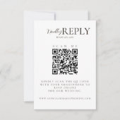 Minimalistische White + Black Wedding QR Code RSVP Karte (Vorderseite)