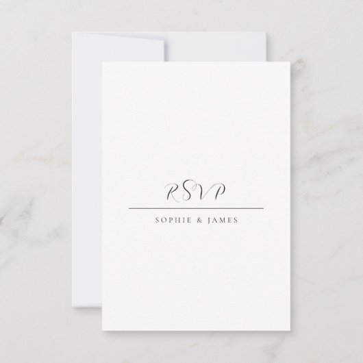 Minimalistische White + Black Wedding QR Code RSVP Karte (Rückseite)